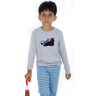 Grey Full Sleeve Boys Pyjama - Hot Wheels